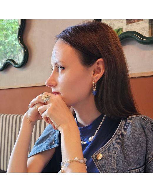 Farra Blue Raspberry Dangle Hoop Fun Earrings