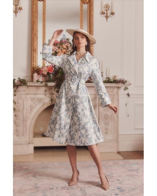 Santinni Bluebell Belted Cotton Toile Trench Coat
