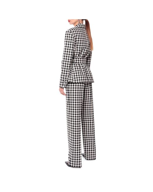 AGGI by HALEWSKI Black Martha Jet Set Checkered Blazer With Belt