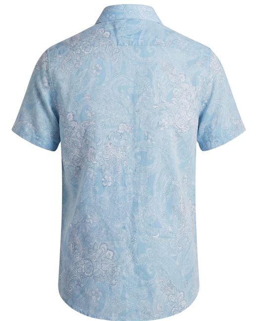 Lords of Harlech Blue Todd Paisley Explosion Knit Shirt for men