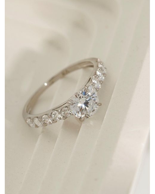 Diamonbliss Metallic Plated Round Cut Bridal Ring With Swarovski, One And Half Carats