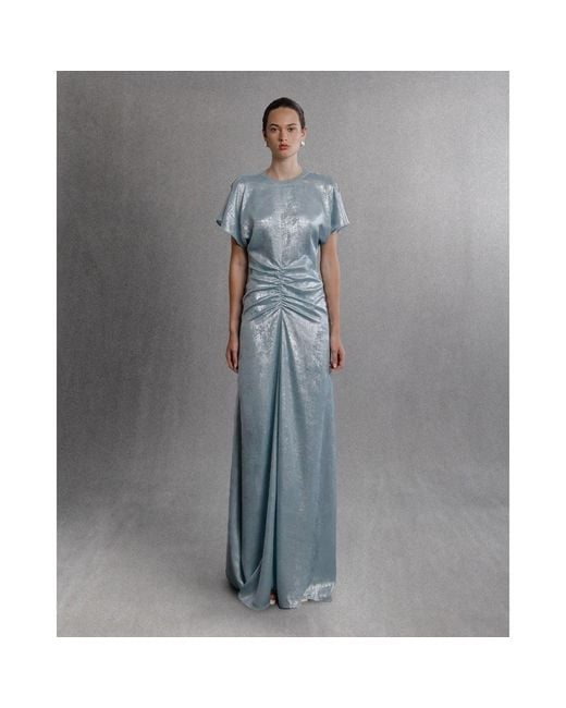 Aisl Blue Ruched Center Column Dress