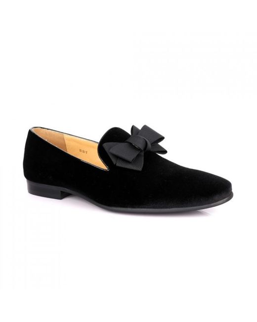 DAVID WEJ Black Alfred Velvet Bow Tie Loafers for men