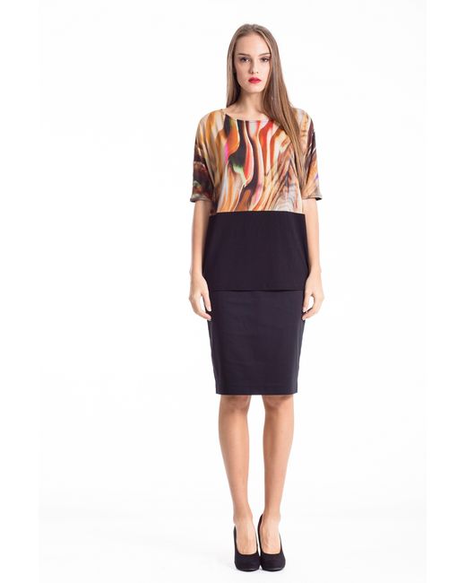 Conquista Orange Abstract Animal Print Top