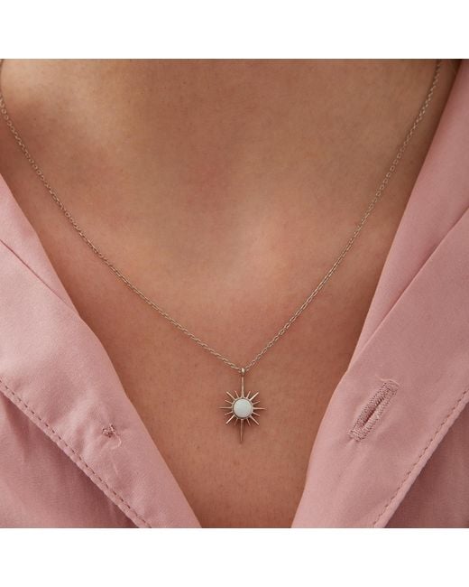Spero London Metallic Opal Northernstar Sterling Pendant Necklace