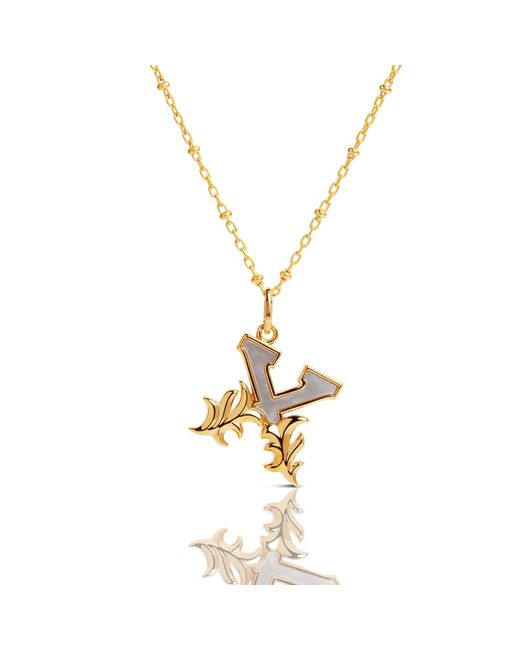 Kasun Metallic Plated X Initial Necklace With Mother Of Pearl