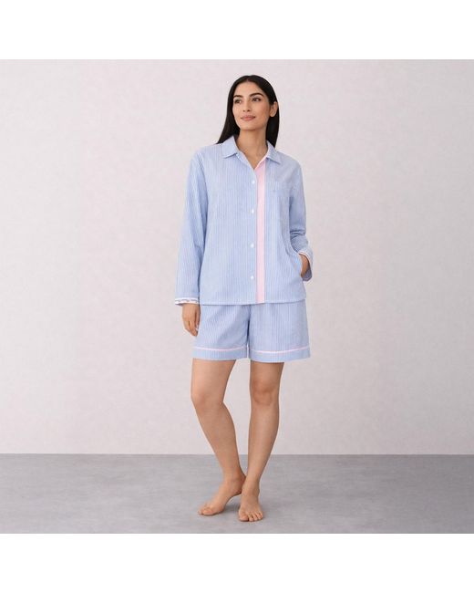 NoLoGo-chic Blue Stripe Stock Set Shorts Pj Cotton