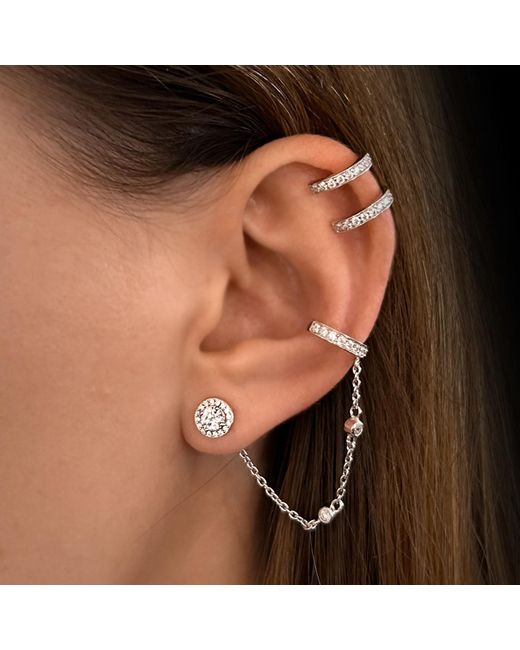 SALLY SKOUFIS Metallic Aliven Stud & Earcuff Set With Made Diamonds