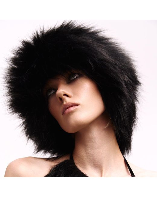 Serotoninn Black Faux Fur Hat