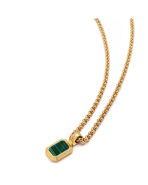 Nialaya Metallic Sterling Necklace With Two-In-One Malachite & Onyx Pendant for men