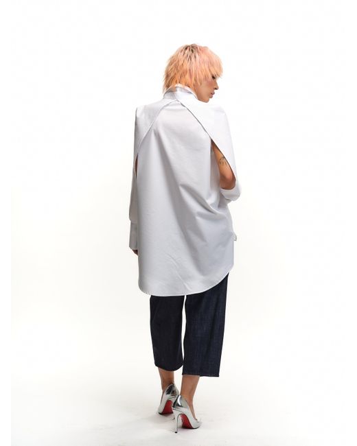 Clothes by Locker Room White Cape-Effect Button-Down Shirt