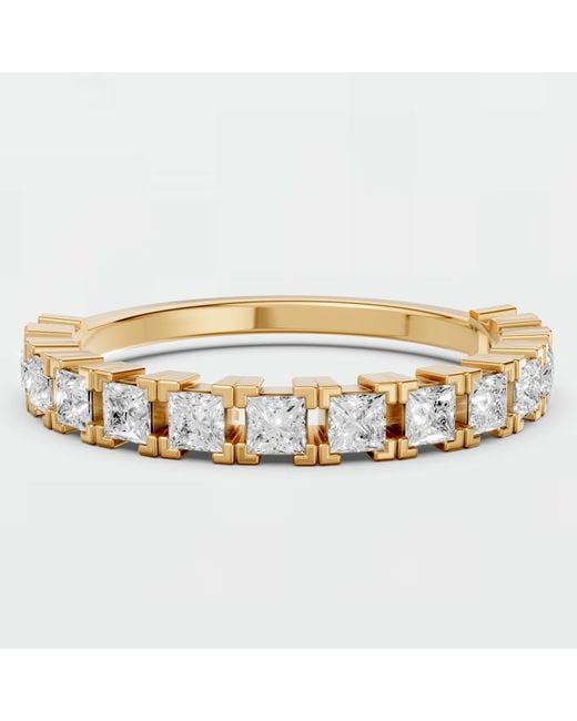 Aya Fine Jewelry Metallic Princess Cut Lab Diamond Eternity Wedding Band Ring