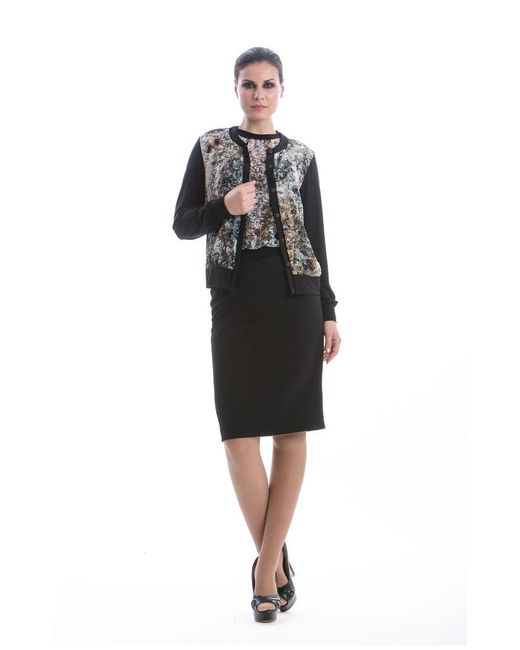 Conquista Black Long Sleeve Print Cardigan