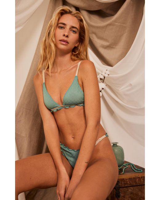 SAETA Paris Green Silk Triangle Bra