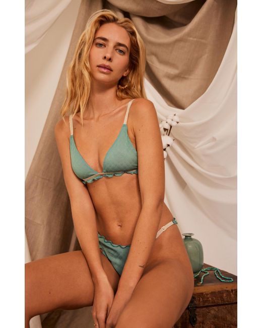 SAETA Paris Green Silk Triangle Bra