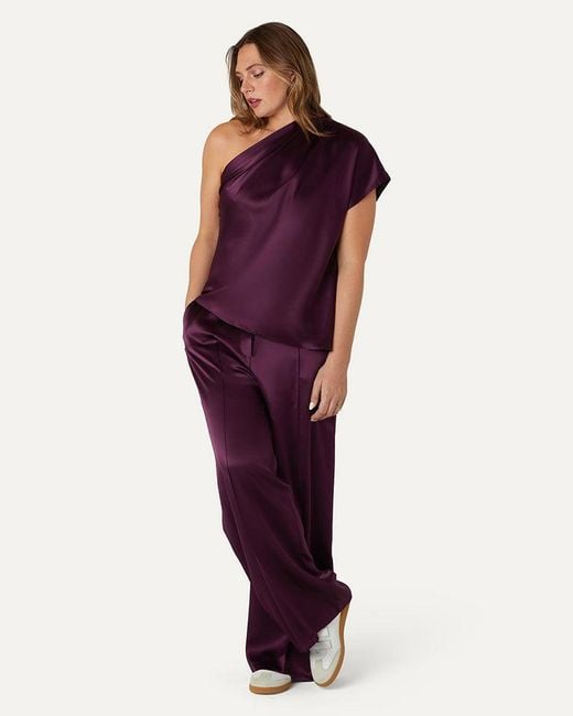 The Summer Edit Purple Lexi Sports Luxe Silk Trousers