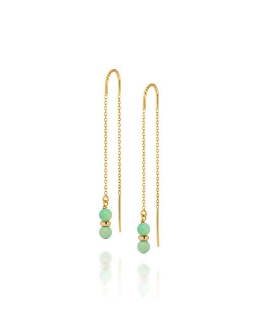 Nellou Jewellery Metallic Fall Birthstone Earrings May Chrysoprase Plated Sterling