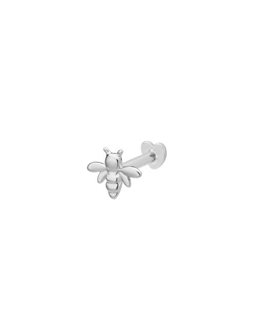 Vanhi White 14K Solid Busy Bee Flat Back Stud