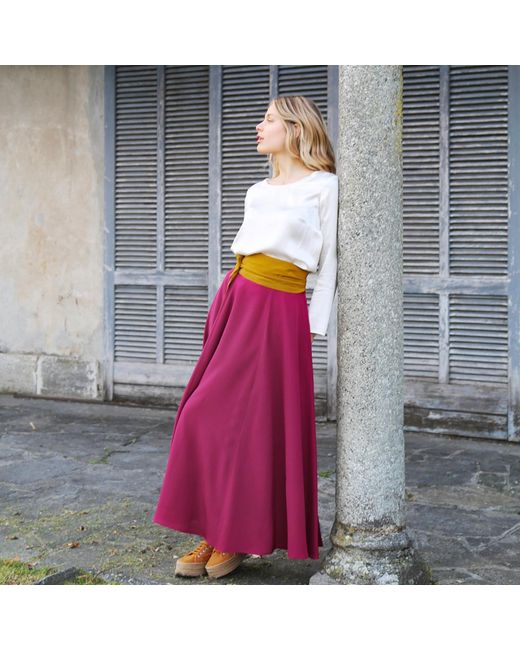 Teodora Milano Purple Taormina Silk Long Skirt