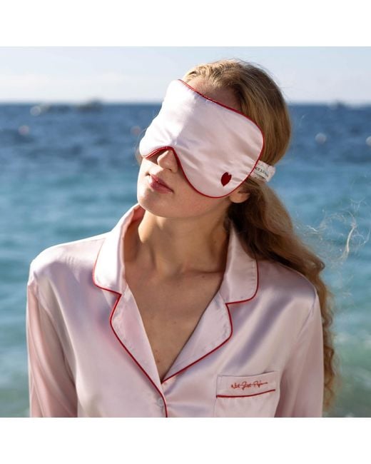 NOT JUST PAJAMA Pink Little Heart Silk Sleeping Eye Mask