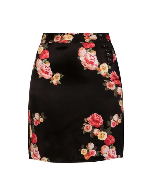 Sophie Cameron Davies Black Peony Silk Mini Skirt