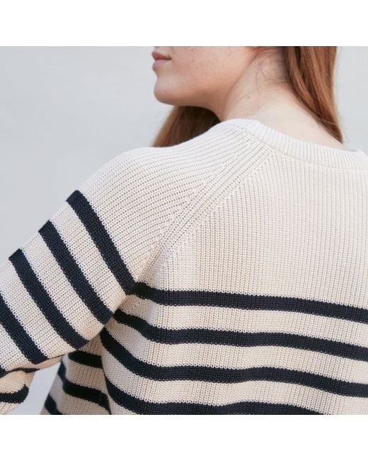 Paul James Knitwear White Neutrals Cotton Ribbed Breton Tiana Jumper