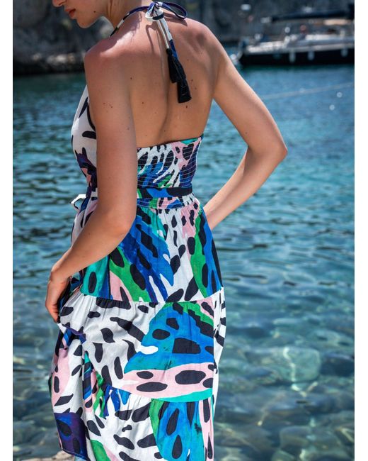 Change of Scenery Blue Neutrals Abbie Halter Dress