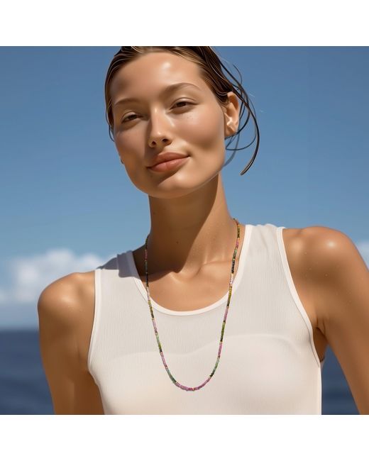 Bombyx House Metallic Tiny Tourmaline Ombre Bead Long Necklace