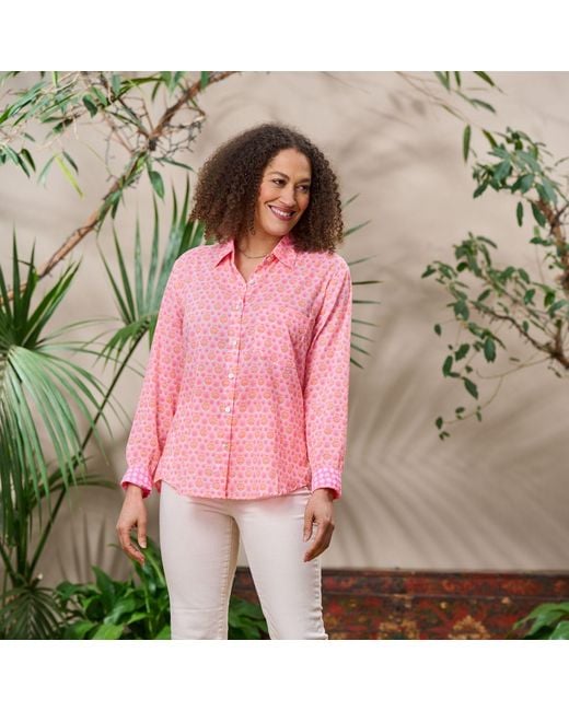 Luella Fashion Pink Eze Cotton Shirt Printed Pattern Neon