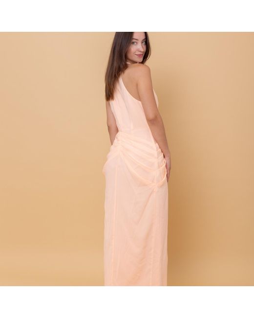 The Gt Atelier Orange Neutrals Peach Summer Maxi Dress
