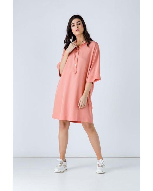 Conquista Pink Oversized Coral Tencel Dress