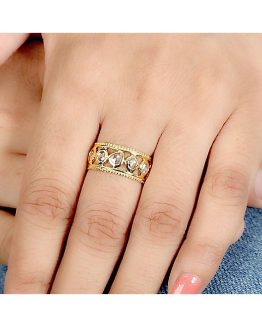 Artisan Metallic Rose Cut Diamond Eternity Band Ring