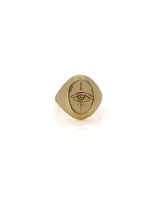 Ebru Jewelry Metallic Vermeil Evil Eye Signet Adjustable Ring