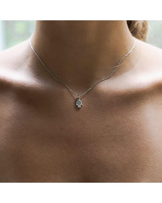 Ebru Jewelry Metallic Minimalist Hamsa Hand Sterling Silver Necklace