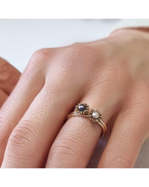 Lee Renee Metallic Dahlia Bud Peacock Pearl Ring