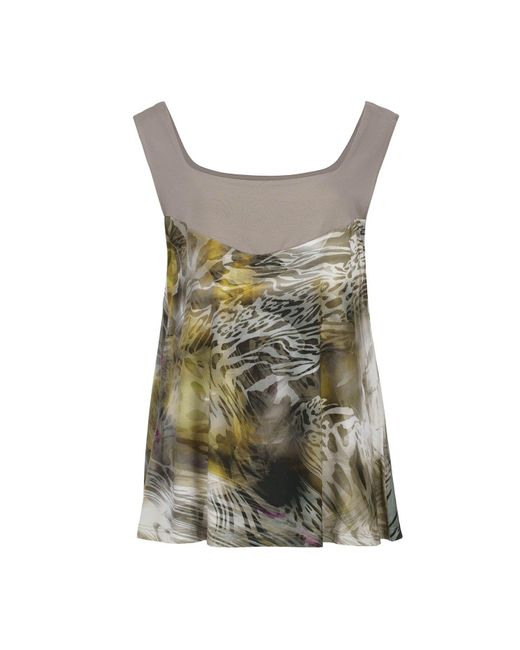 Conquista Gray Animal Print Plus Size A-Line Top
