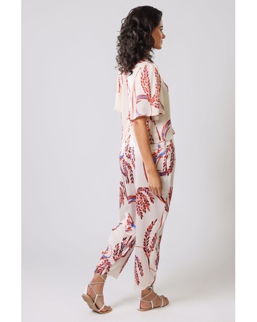 Traffic People Pink Birds Of A Feather Cream And Rene Short Sleeve Blouse