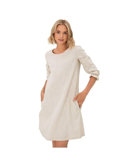 LeMuse Natural Emma — Stonewashed Linen Dress With Pockets & Tie Belt