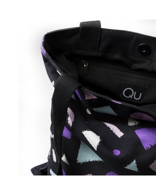 Qu Black Pattern Canvas Tote Bag