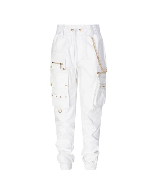 Circular Path White Cp Cargo Pant