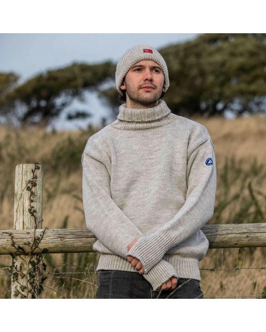 Arthur Beale Gray Neutrals Oiled Wool Beerenberg Pullover for men