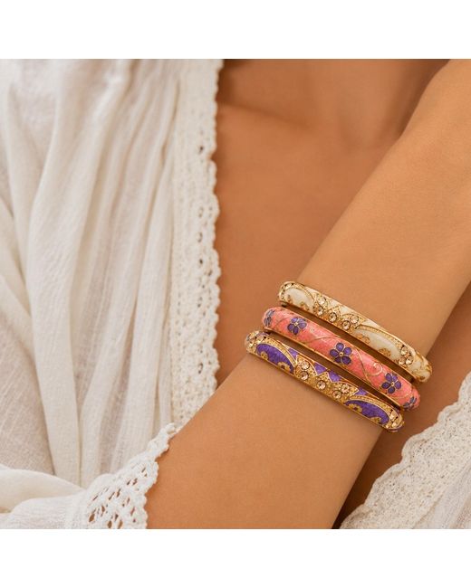 Nuvv Collection Orange Pastel Enamel Bangles