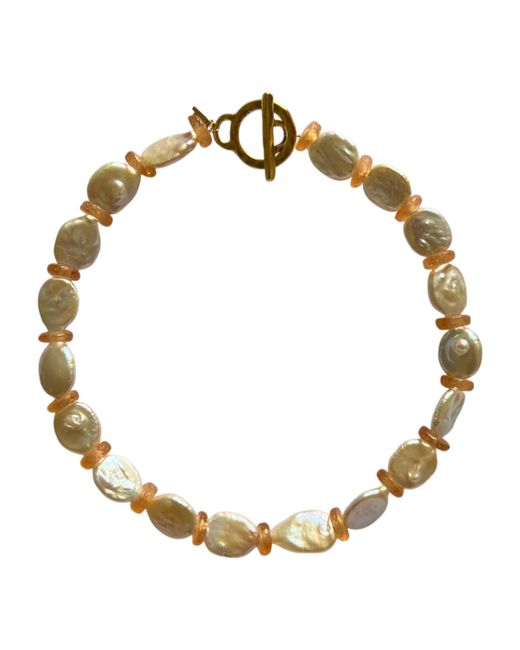 Sccollection Metallic Talia Peach Coin Pearl Necklace