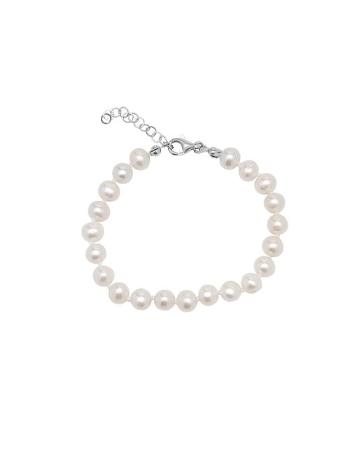 Spero London Metallic Large Natural Freshwater Pearl Strand Bracelet
