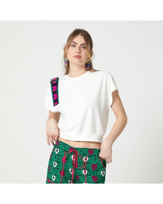Lalipop Design White T-Shirt Established With A Sequined Bow