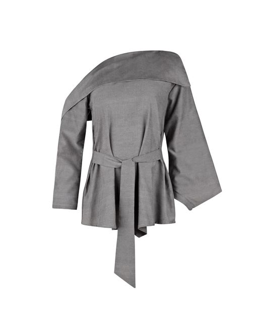 Boutique Kaotique Gray Indonesian Off The Shoulder Top