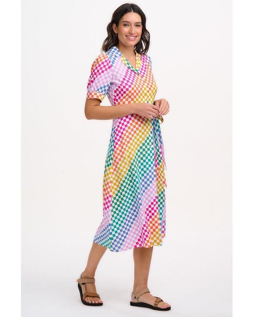 Sugarhill White Penelope Midi Shirt Dress Multi, Checkerboard