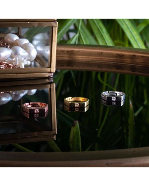 LINYA JEWELLERY White Pinky Adjustable Signet Ring