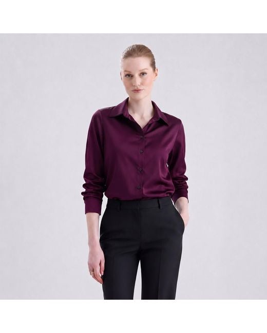 Maan Istanbul Purple Smooth Satin Shirt