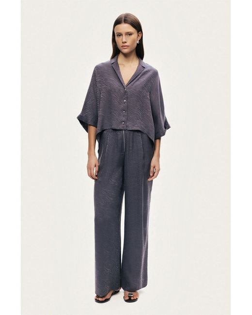 Nocturne Blue Relaxed Short-Sleeve Textured Shirt